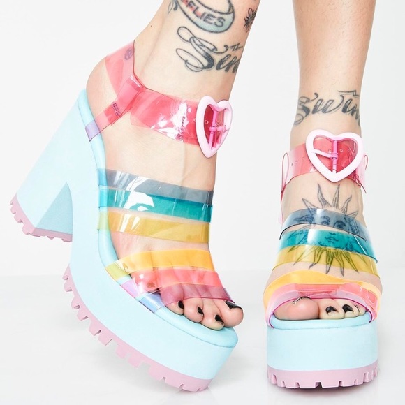 Dolls Kill Shoes - RESERVED!!! DNB!! Sugarthrillz Sugar Crush Rainbow Sandals